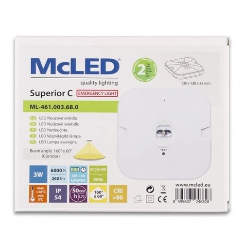LED nouzové svítidlo McLED Superior C corridor 1,5Ah 3h 6000K ML-461.003.68.0 (obrázek 7)