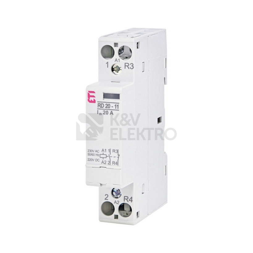 Obrázek produktu  Instalační stykač ETI RD 20-11-230V AC/DC 20A 1NO+1NC 002464006 tichý 0