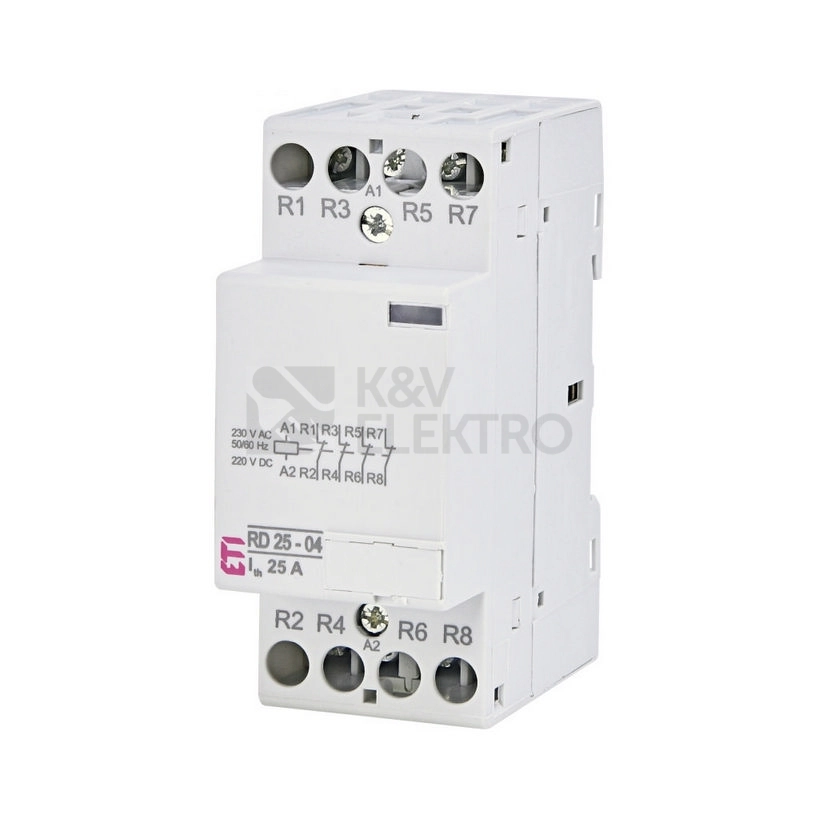 Obrázek produktu Instalační stykač ETI RD 25-04-230V AC/DC 25A 4NC 002464016 tichý 0
