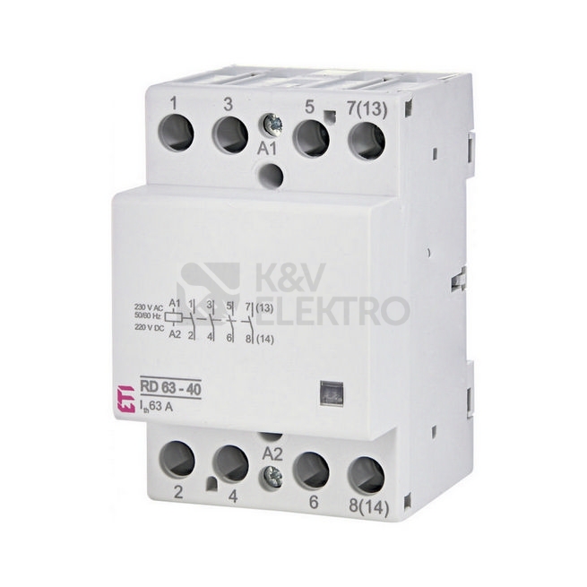 Obrázek produktu Instalační stykač ETI RD 63-40-230V AC/DC 63A 4NO 002464026 tichý 0