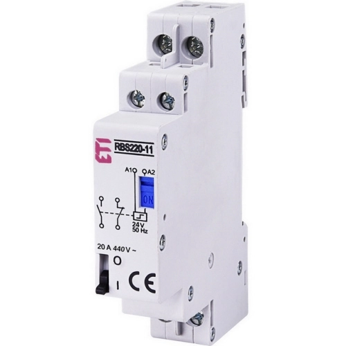 Impulzní relé (bistabilní spínač) ETI RBS220-11-24V AC 1NO+1NC 20A 002464118