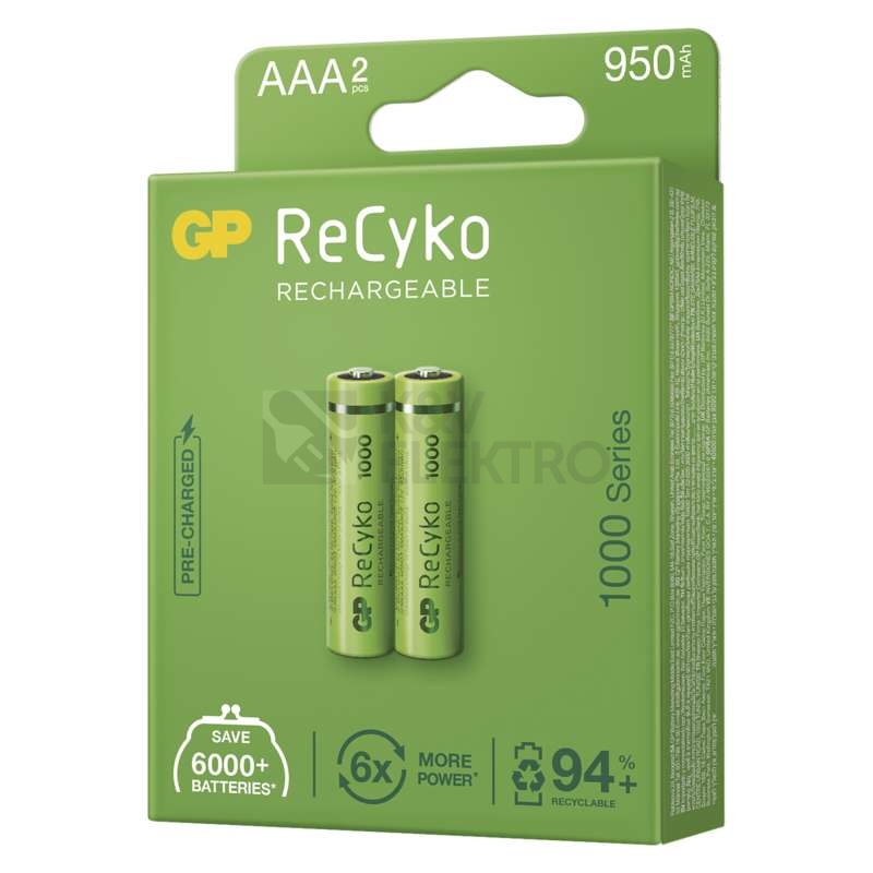 Obrázek produktu Nabíjecí mikrotužkové baterie AAA GP ReCyko HR03 1000mAh NiMH B2111 (blistr 2ks) 1
