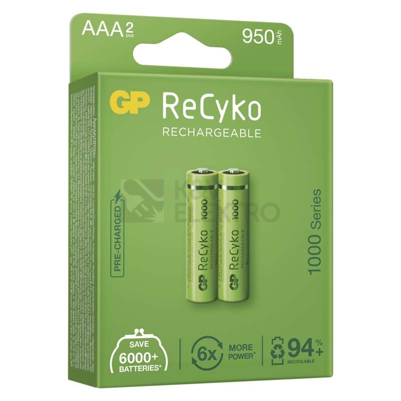 Obrázek produktu Nabíjecí mikrotužkové baterie AAA GP ReCyko HR03 1000mAh NiMH B2111 (blistr 2ks) 2