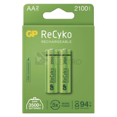 Nabíjecí tužkové baterie AA GP ReCyko HR6 2100mAh NiMH B2121 blistr