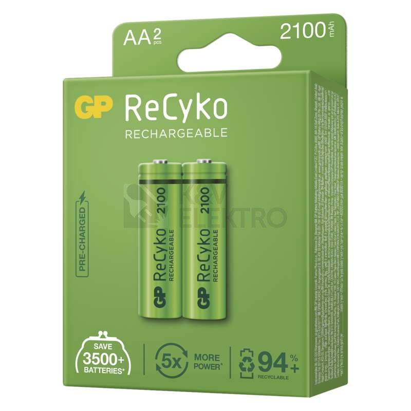 Obrázek produktu Nabíjecí tužkové baterie AA GP ReCyko HR6 2100mAh NiMH B2121 (blistr 2ks) 1