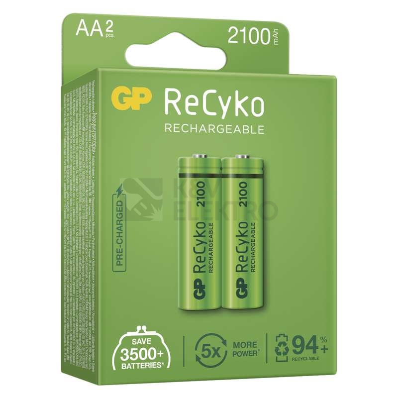 Obrázek produktu Nabíjecí tužkové baterie AA GP ReCyko HR6 2100mAh NiMH B2121 (blistr 2ks) 2