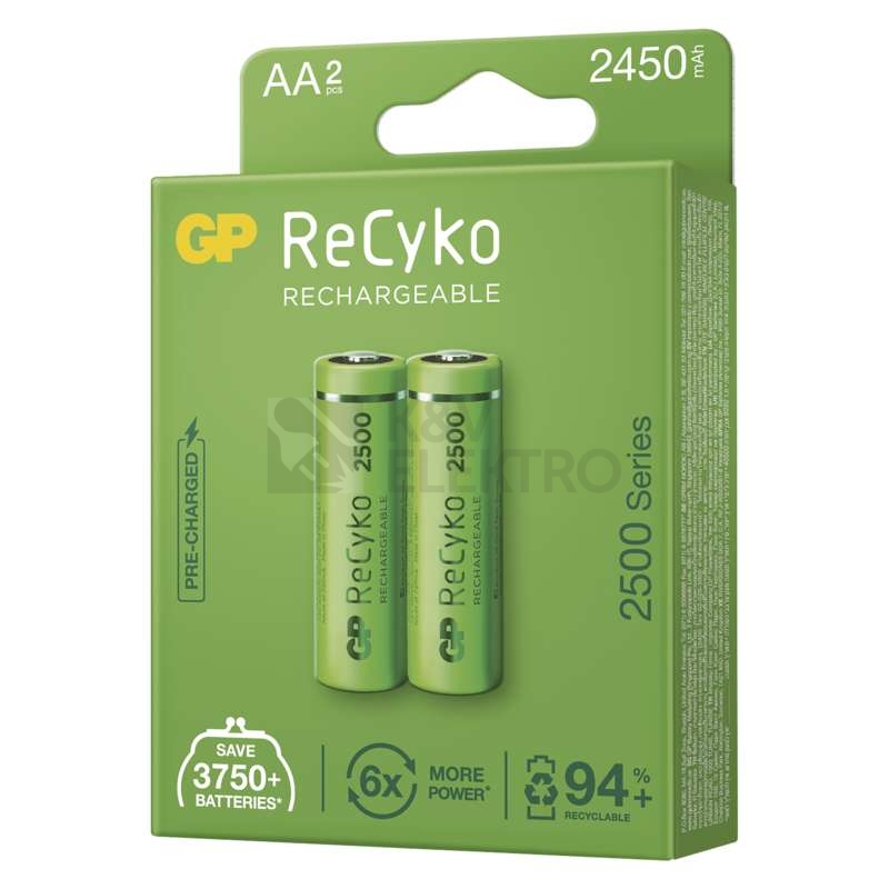 Obrázek produktu Nabíjecí tužkové baterie AA GP ReCyko HR6 2500mAh NiMH B2125 (blistr 2ks) 1