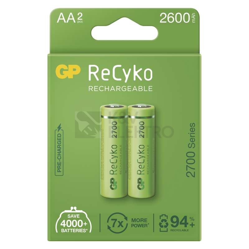 Obrázek produktu Nabíjecí tužkové baterie AA GP ReCyko HR6 2700mAh NiMH B2127 (blistr 2ks) 0
