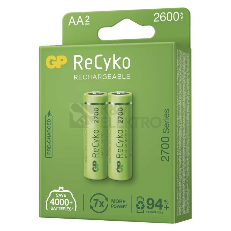 Obrázek produktu Nabíjecí tužkové baterie AA GP ReCyko HR6 2700mAh NiMH B2127 (blistr 2ks) 1