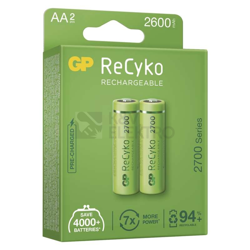 Obrázek produktu Nabíjecí tužkové baterie AA GP ReCyko HR6 2700mAh NiMH B2127 (blistr 2ks) 2