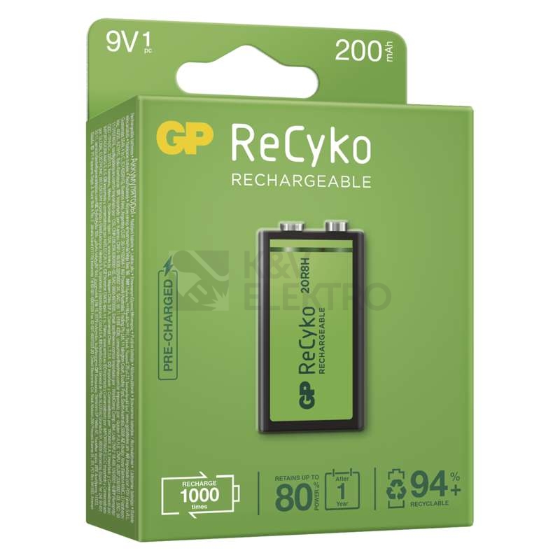 Obrázek produktu Nabíjecí baterie 9V GP ReCyko 200 20R8H 200mAh NiMH 3