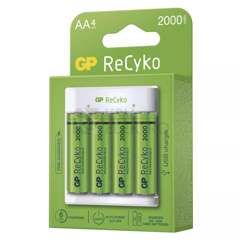 Obrázek produktu  Nabíječka baterií GP Eco E411 + 4× AA ReCyko 2000 B51414 1