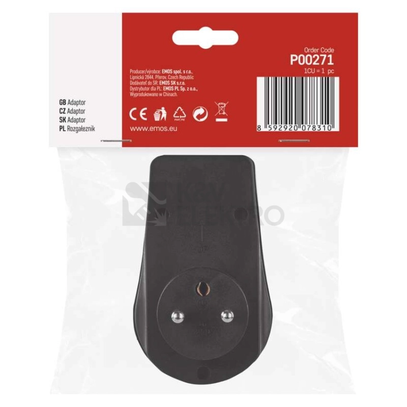 Obrázek produktu Zásuvka s vypínačem IP44 černá EMOS P00271 7