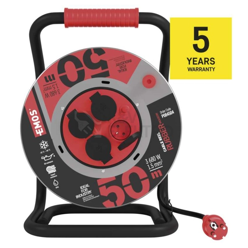 Obrázek produktu Gumový prodlužovací kabel na bubnu 4zásuvky 50m EMOS P084504 6
