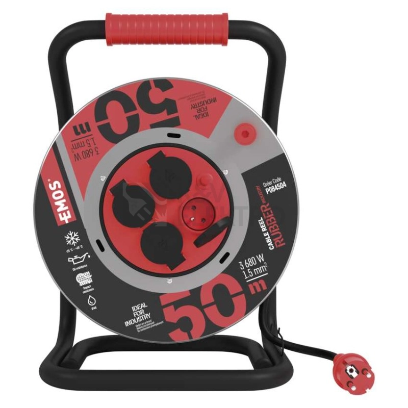 Obrázek produktu Gumový prodlužovací kabel na bubnu 4zásuvky 50m EMOS P084504 7