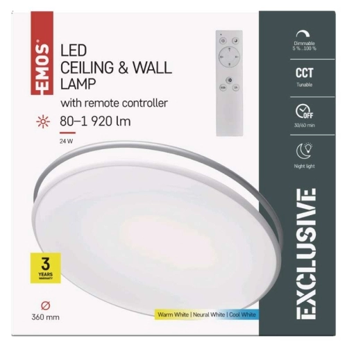 LED svítidlo EMOS EXCLUSIVE CCT 3000-6000K s dálkovým ovladačem ZM5165 (obrázek 4)
