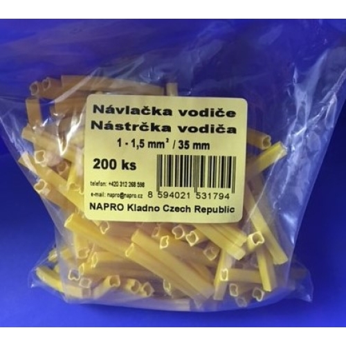 Dutinka značící žlutá pro průřez vodiče 1,0-1,5mm2 (200ks)