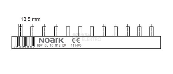 Obrázek produktu Propojovací lišta 3F 10mm2 NOARK BBP 3L 10 M12 EU 13,5mm 111406 1