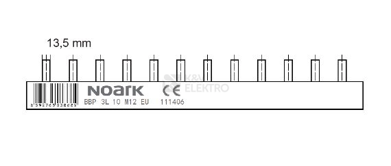 Obrázek produktu Propojovací lišta 3F 10mm2 NOARK BBP 3L 10 M12 EU 13,5mm 111406 1