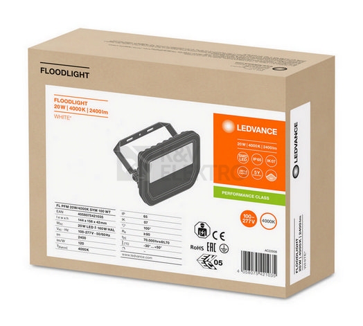 Obrázek produktu  LED reflektor LEDVANCE FLOODLIGHT bílý 20W 2400lm 4000K neutrální bílá IP65 4