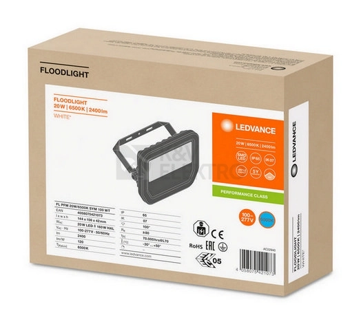 Obrázek produktu LED reflektor LEDVANCE FLOODLIGHT bílý 20W 2400lm 6500K studená bílá IP65 4