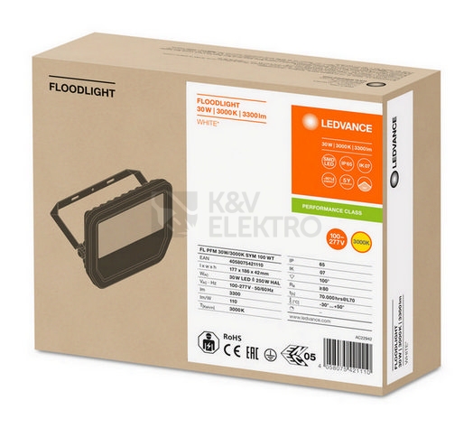 Obrázek produktu  LED reflektor LEDVANCE FLOODLIGHT bílý 30W 3300lm 3000K teplá bílá IP65 4