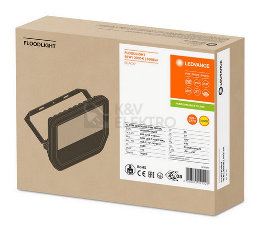 Obrázek produktu  LED reflektor LEDVANCE FLOODLIGHT černý 50W 5500lm 3000K teplá bílá IP65 4