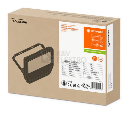 Obrázek produktu  LED reflektor LEDVANCE FLOODLIGHT černý 50W 6000lm 4000K neutrální bílá IP65 6