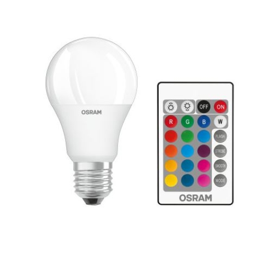 LED žárovka E27 OSRAM STAR+ CL A 9W (60W) s dálkovým ovladačem RGBW (teplá bílá 2700K) stmívatelná