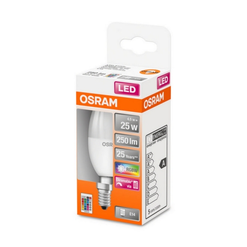 LED žárovka s dálkovým ovládáním E14 OSRAM 4,2W (25W) teplá bílá (2700K) svíčka