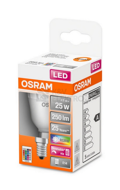 Obrázek produktu LED žárovka s dálkovým ovládáním E14 OSRAM 4,5W (25W) teplá bílá (2700K) 1