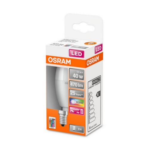 LED žárovka s dálkovým ovládáním E14 OSRAM 4,9W (40W) teplá bílá (2700K)