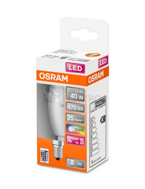 Obrázek produktu LED žárovka s dálkovým ovládáním E14 OSRAM 5,5W (40W) teplá bílá (2700K) 1