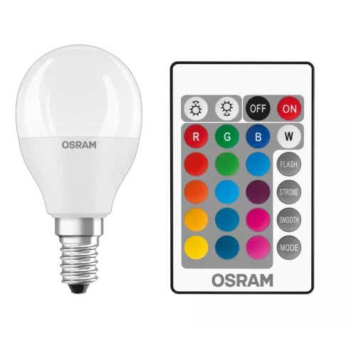 LED žárovka E14 OSRAM STAR+ CL P 5,5W (40W) s dálkovým ovladačem RGBW (teplá bílá 2700K) stmívatelná