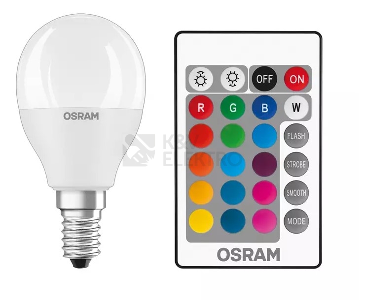 Obrázek produktu  LED žárovka E14 OSRAM STAR+ CL P 4,9W (40W) s dálkovým ovladačem RGBW (teplá bílá 2700K) stmívatelná 0
