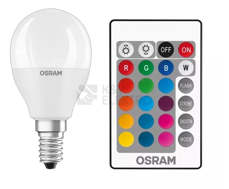 Obrázek produktu LED žárovka E14 OSRAM STAR+ CL P 4,9W (40W) s dálkovým ovladačem RGBW (teplá bílá 2700K) stmívatelná 0