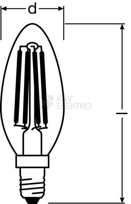 Obrázek produktu LED žárovka E14 OSRAM VALUE CL B FIL 4W (40W) teplá bílá (2700K) svíčka 2