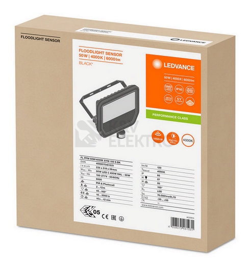Obrázek produktu  LED reflektor s pohybovým čidlem LEDVANCE FLOODLIGHT černý 50W 6000lm 4000K neutrální bílá IP65 8