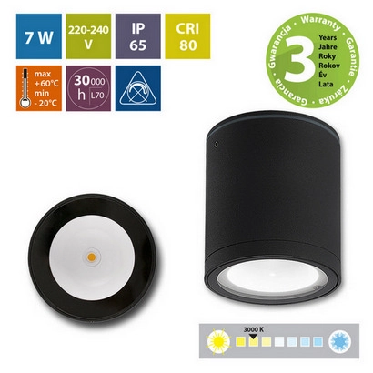 LED svítidlo McLED Noel R 7W 3000K IP65 černá ML-516.011.19.0