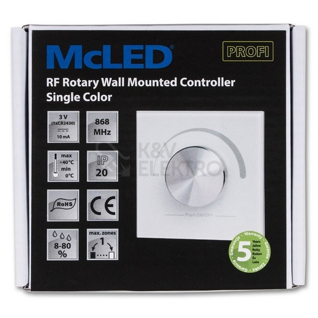 Obrázek produktu RF otočný nástěnný ovladač McLED ML-910.703.22.0 5