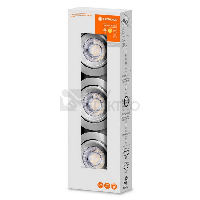 Obrázek produktu  Svítidlo LEDVANCE spot SP SET ADJ Simple DIM 3x5W 2700K AC GY aluminium (balení 3ks) 0