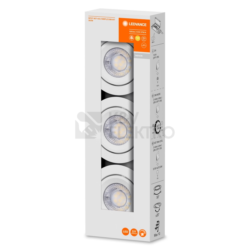 Obrázek produktu  Svítidlo LEDVANCE spot SP SET ADJ Simple DIM 3x5W 2700K AC WT bílá (balení 3ks) 0