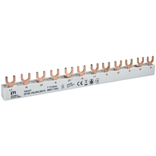 Propojovací lišta ETI IZ10/L1NL2NL3N/12 3p+N (L1,N-L2,N-L3,N) 002921268