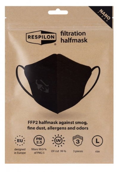 Obrázek produktu  Respirátor FFP2 RespiPro Black 3ks v balení z nanovlákna s ochranou proti viru velikost L 5