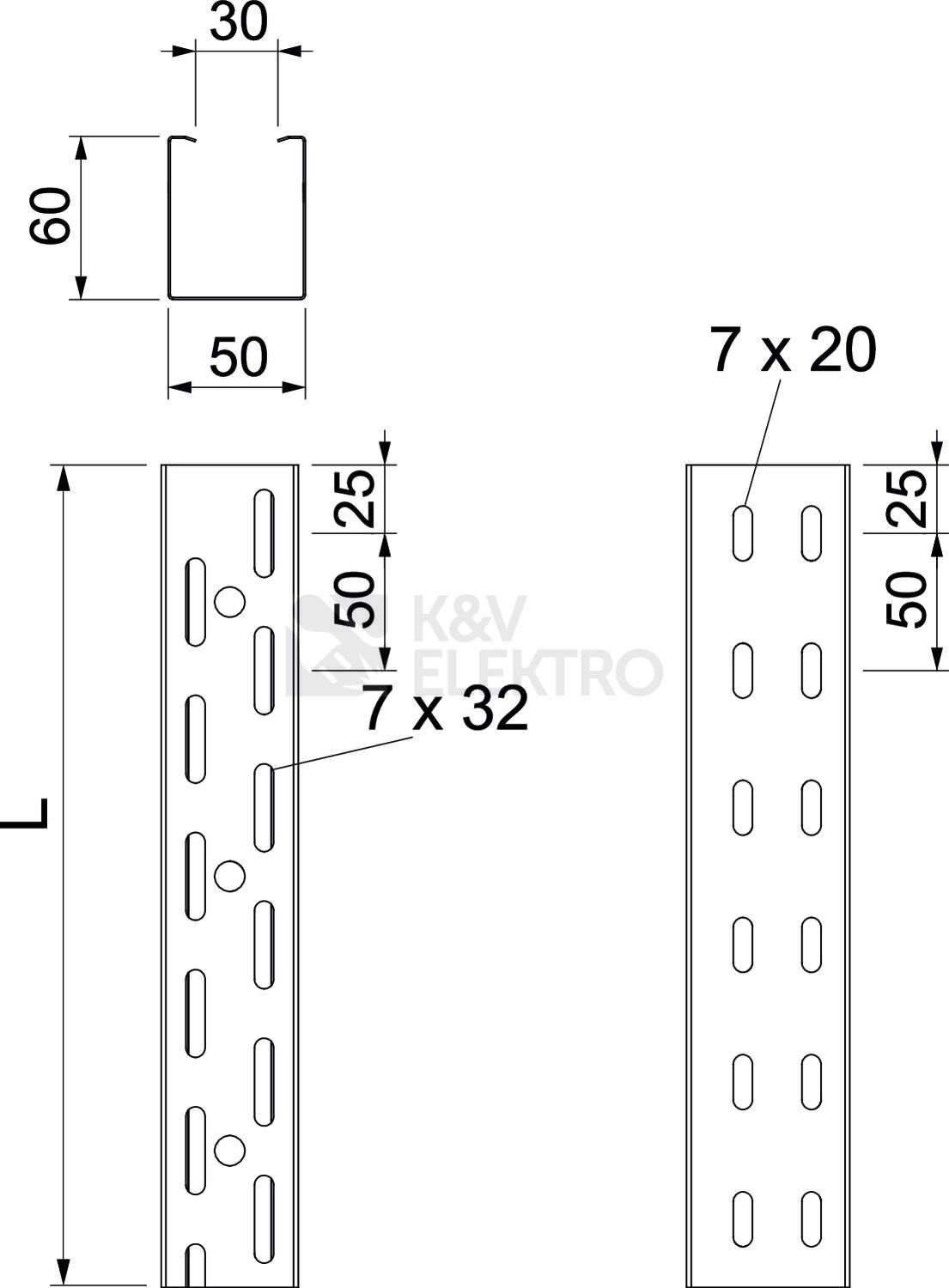 Obrázek produktu Kabelový žlab 60x50mm OBO RKS 605 FS 6047600 (3m) 1