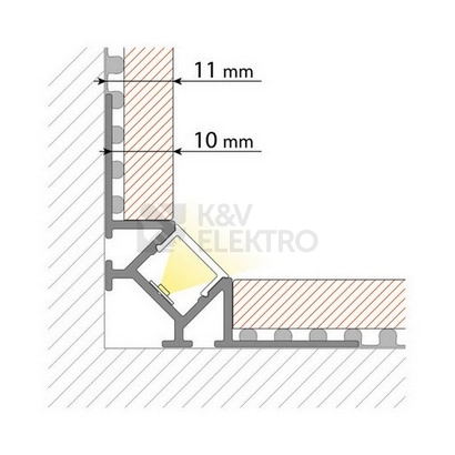 Obrázek produktu Hliníkový profil McLED DR pro obklady a dlažbu 56x22mm včetně mléčného difuzoru 1m ML-761.044.43.1 1