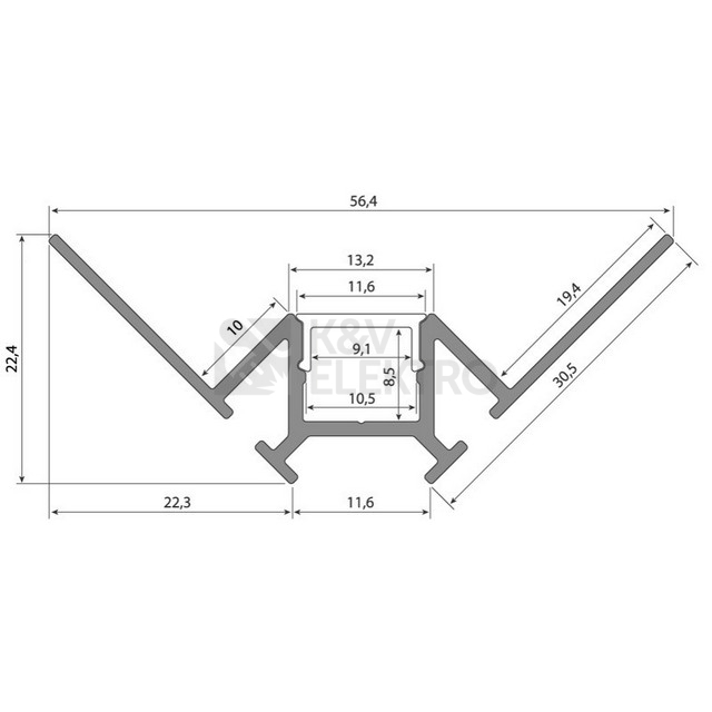 Obrázek produktu Hliníkový profil McLED DR pro obklady a dlažbu 56x22mm včetně mléčného difuzoru 1m ML-761.044.43.1 6