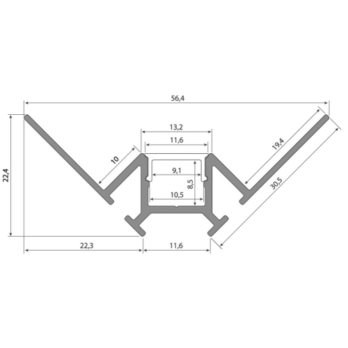 Hliníkový profil McLED DR pro obklady a dlažbu 56x22mm včetně mléčného difuzoru 2m ML-761.044.43.2 (obrázek 2)