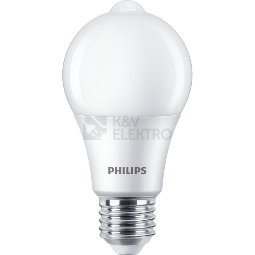 LED žárovka E27 Philips A60 8W (60W) teplá bílá (2700K) s pohybovým čidlem