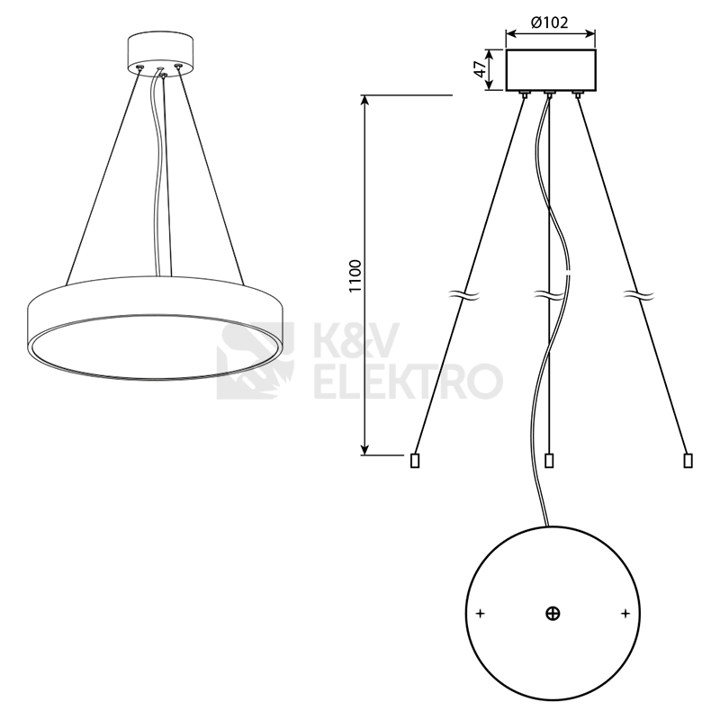Obrázek produktu Závěsná sada pro svítidla McLED Nova R 350/400/500, délka 1,1m ML-419.039.33.0 1
